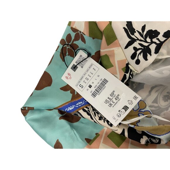 Zara Women Midi Dress Small Multicolor Satin Effect Patchwork Print 8826/181 NWT - Picture 5 of 16